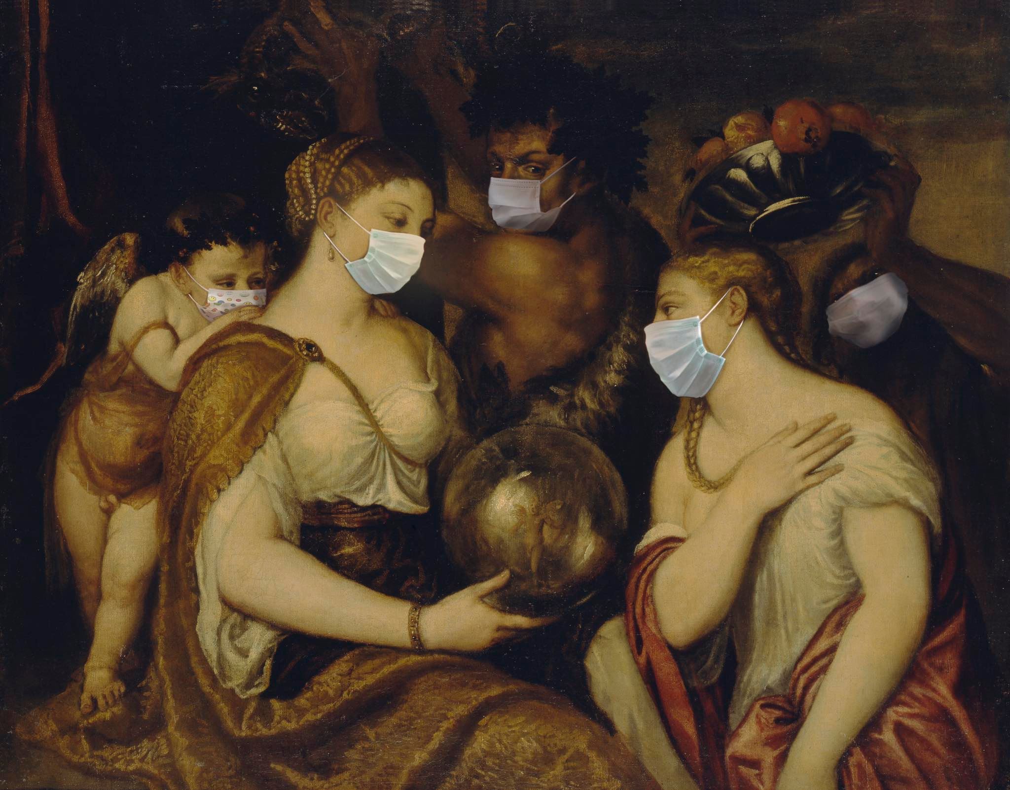 Картинка до карантину жінки у масках